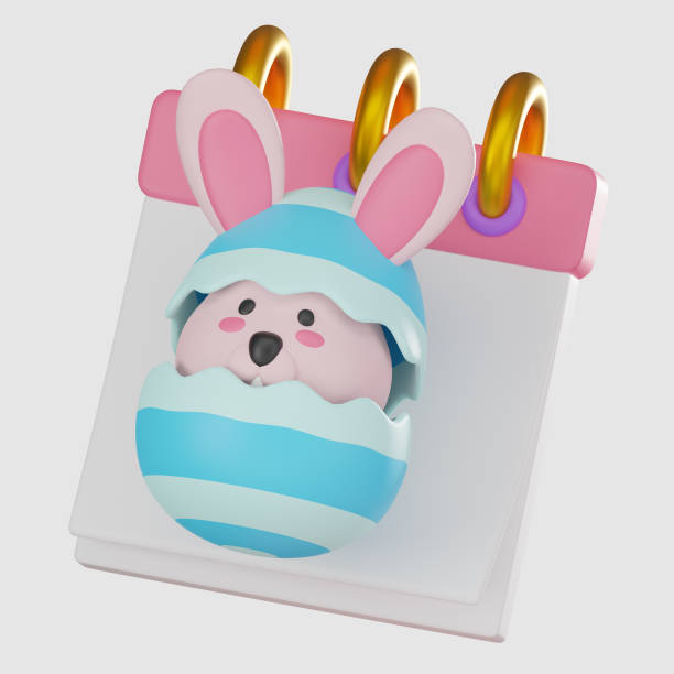 3D rende,Easter Day Calendar for Holiday and Religious Themes, Icon Illustration