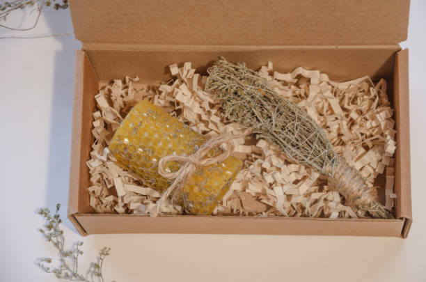 istock Gift set of candle and twist with wormwood grass 2199304897