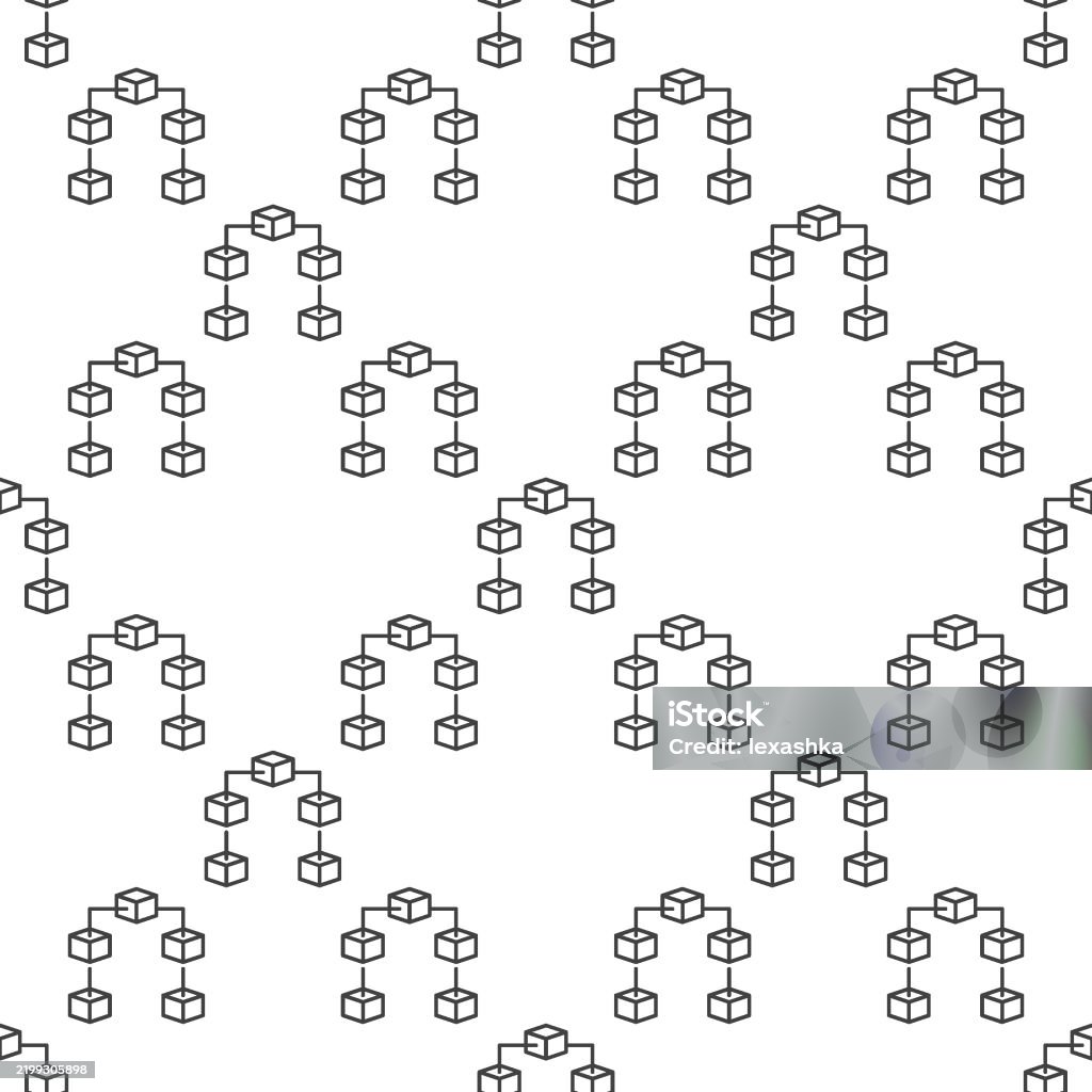 Blockchain Pattern Graphics Blockchain Outline Vector Minimal Seamless Pattern Block Chain ...