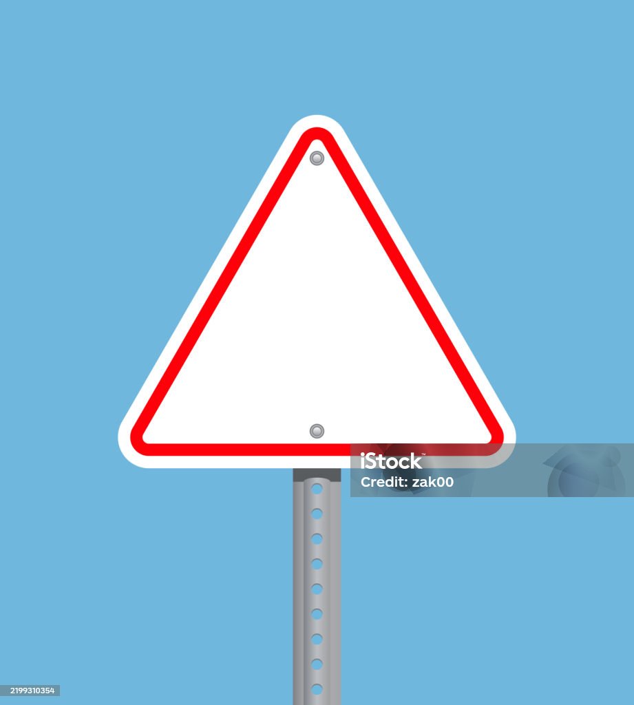Blank Triangular Warning Sign Post Blank Traffic Sign. Empty Triangular Warning Sign Post Advertisement stock vector Blank Triangular Warning Sign Post Blank Traffic Sign. Empty Triangular Warning Sign Post Advertisement stock vector