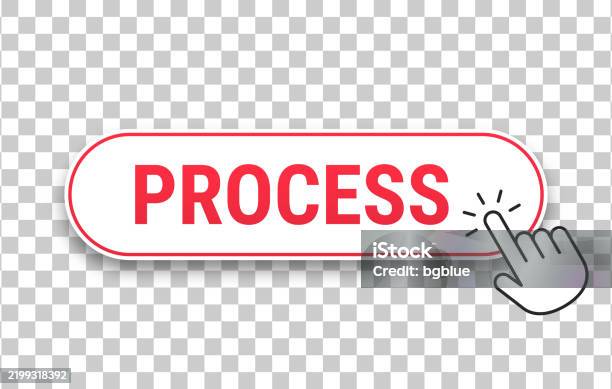 Process 3d Click Web Button With Hand Cursor On Blank Background Stock ...