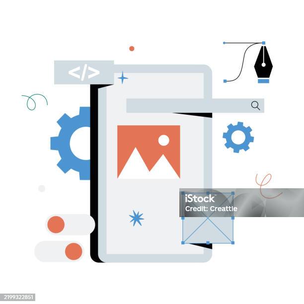 Mobile Website Design Interface In Flat Vector Illustration Symbolizing ...