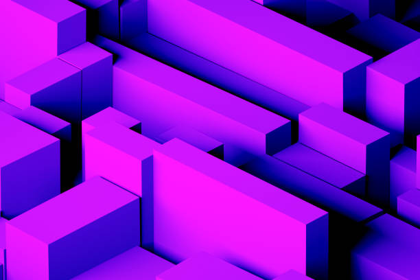 istock Abstract 3D Geometric Shapes Cube Blocks Background with Neon Lights 2199323727