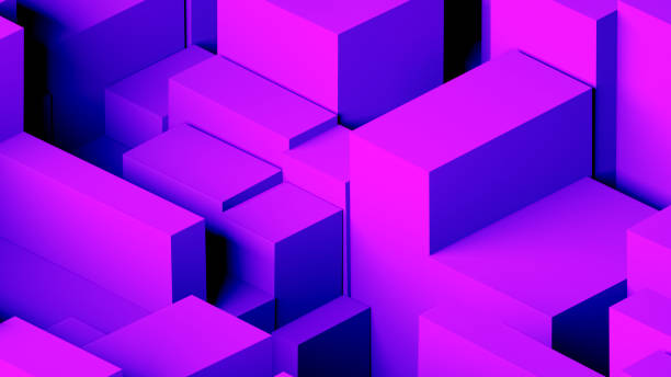 istock Abstract 3D Geometric Shapes Cube Blocks Background with Neon Lights 2199323774