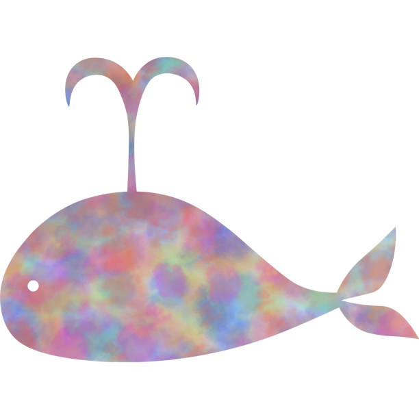 istock Clip art of the image of a whale icon with beautiful watercolor pattern. 2199332516