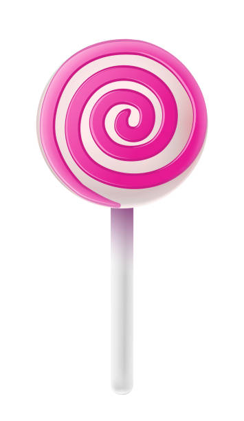 istock Pink Lollipop with curl on white background. Valentines day, Christmas day.  Female color. 2199335498