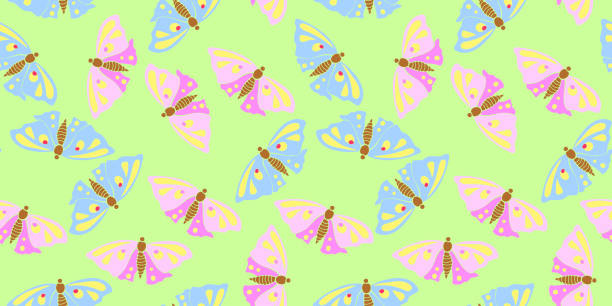 istock Vector seamless pattern of pink and blue cute butterflies in flat style. Cute cartoon beautiful insects. Texture on theme of nature, spring, summer, children print, isolated 2199339874