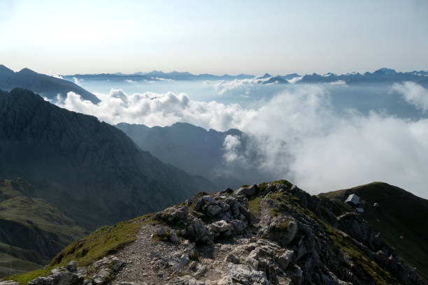 istock Panoramic view Nordlinger hut on Karwendel Hohenweg, Austria 2199341113