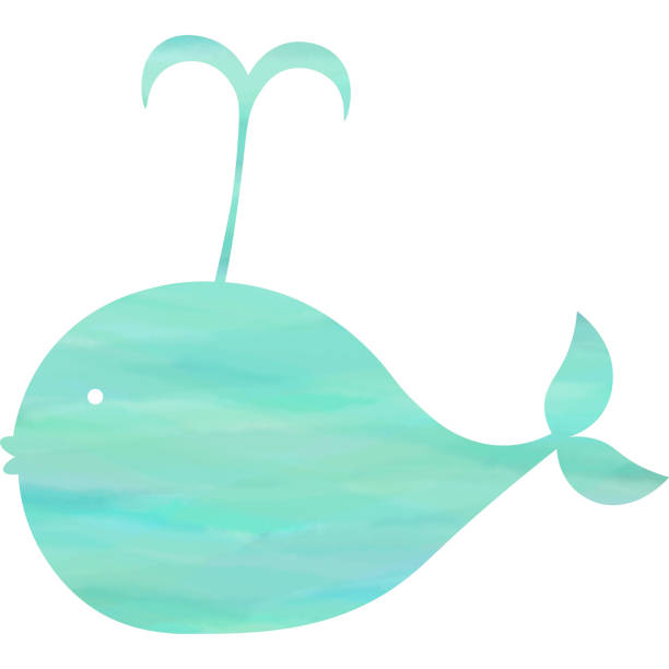 istock Clip art of the image of a whale icon with beautiful watercolor pattern. 2199341903