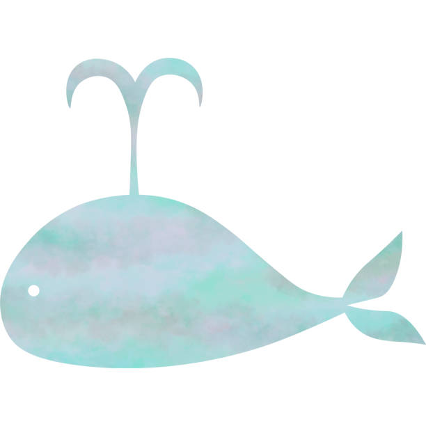 istock Clip art of the image of a whale icon with beautiful watercolor pattern. 2199348253