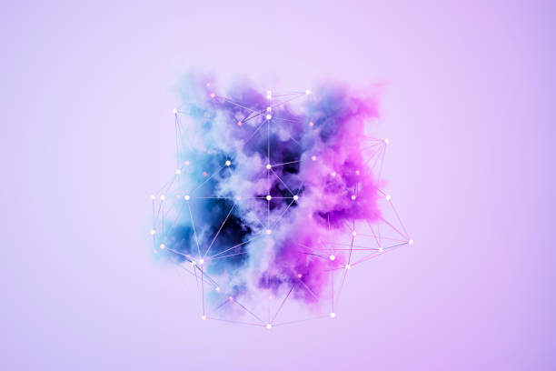 istock Cloud with Neon Wires, Futuristic Technology Background, Cloud Technology Concept 2199348900
