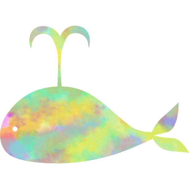 istock Clip art of the image of a whale icon with beautiful watercolor pattern. 2199349705