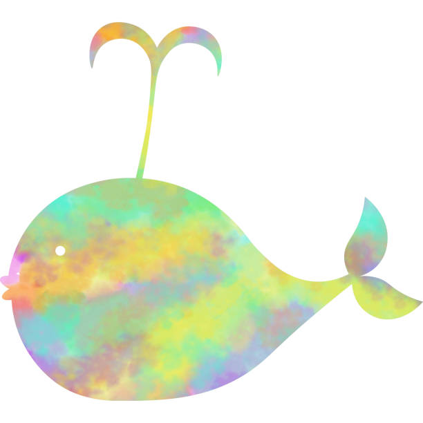 istock Clip art of the image of a whale icon with beautiful watercolor pattern. 2199349719
