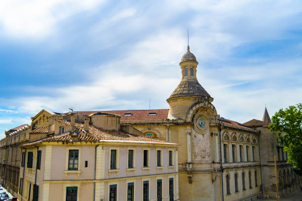 School clock tower. Nimes, France