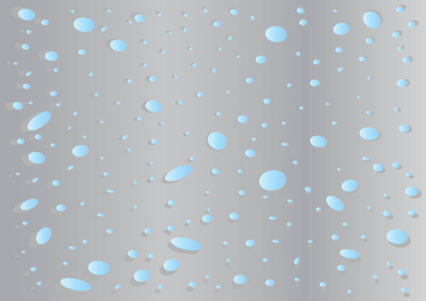 Illustration of water droplets on glass background