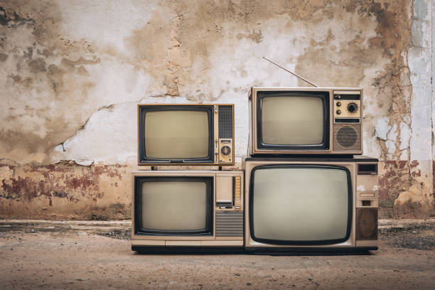istock Old retro television and blank screen display, vintage style photo 2199353295