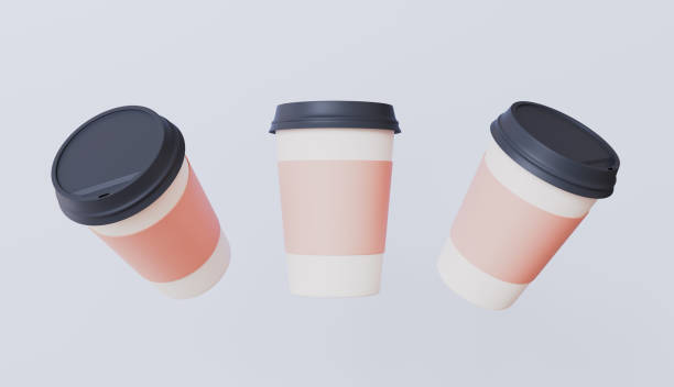 istock Coffee cup and lid difference location isolated on pastel color background 2199356635