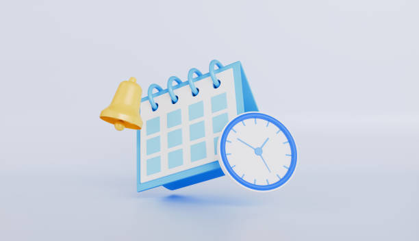 istock Calendar with clock and notification bell, work planning, project management, time management 2199356647