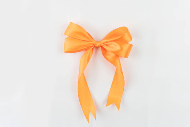 istock A bright orange ribbon tied into a perfect bow, displayed on a pristine white background, ideal for festive or gift-related designs. 2199356879