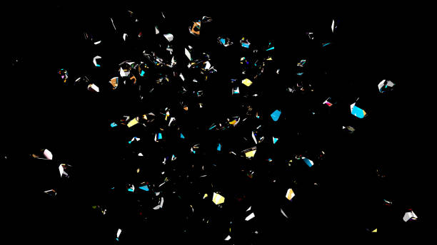 istock Iridescent Shattered Glass Floating on Black Background 2199357142