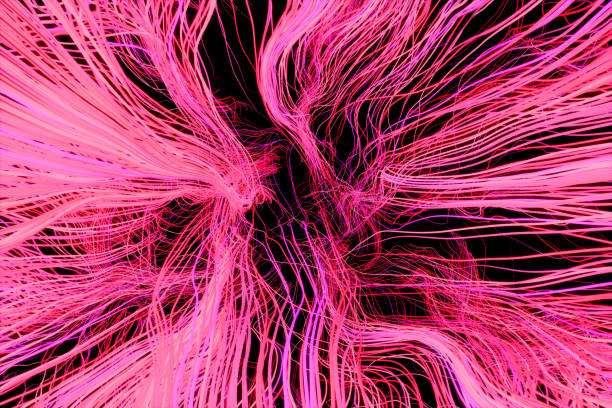 istock 3d curved lines are red and pink in color. Space. Technology abstract background. 2199370738