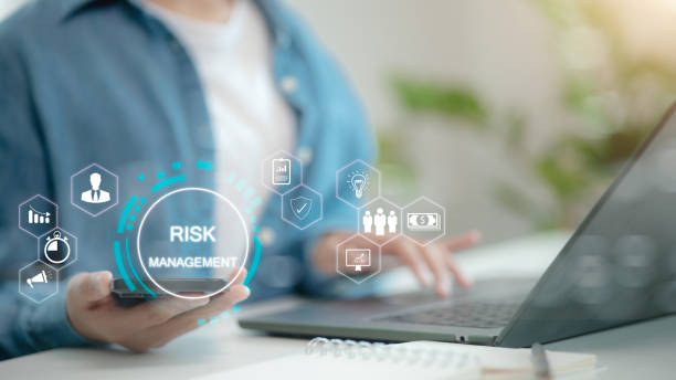 istock Risk management concept. Businessmen with Risk analysis in business decisions. Risk control and management strategies for risky businesses. 2199372778
