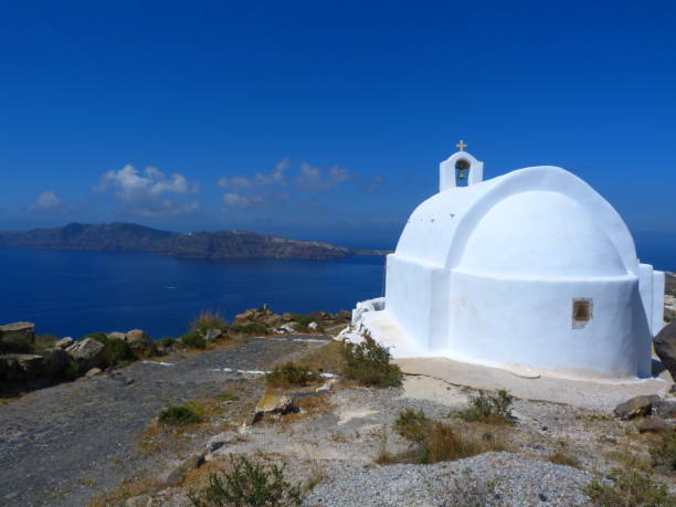 istock Chapel with a panoramic view, Santorini island, Cyclades, Greece 2199374155