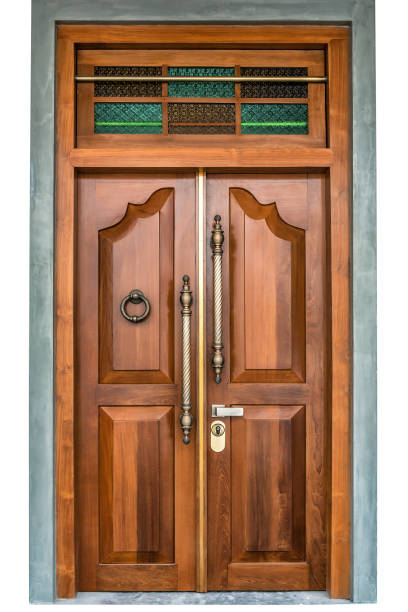istock Brown old vintage wooden door 2199382896