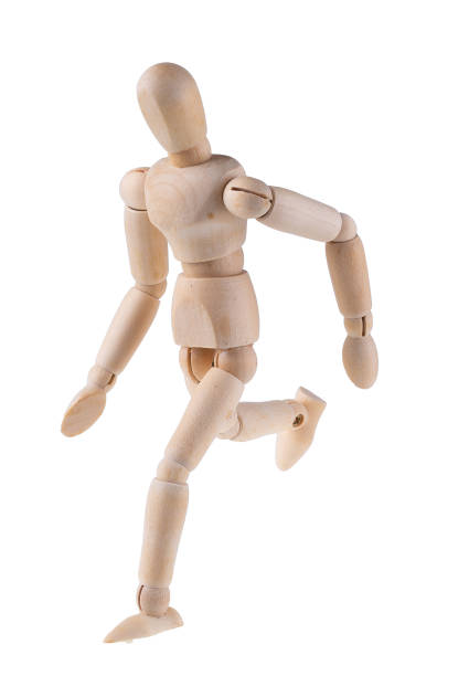 istock Wooden figure action isolated on white background 2199383833