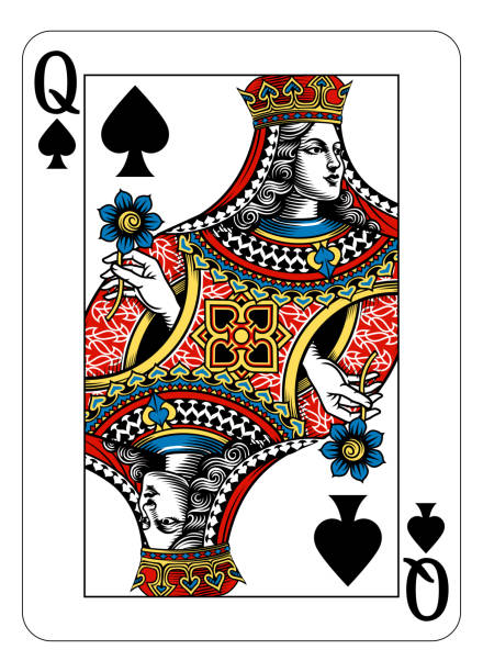 Ilustrații de stoc cu Cartea De Joc Queen Of Hearts Red Blue Și
