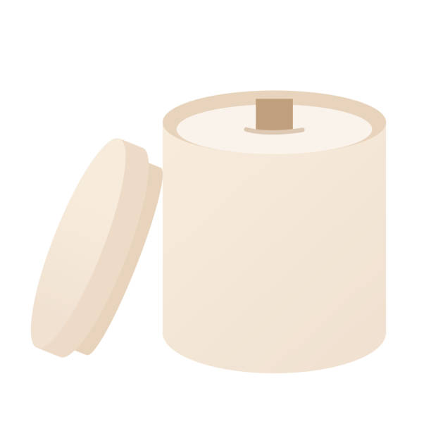 istock Candle in jar with a wooden wick in cartoon flat style. Design elements for home decor, Valentines Day, wedding, bachelorette party. 2199386185