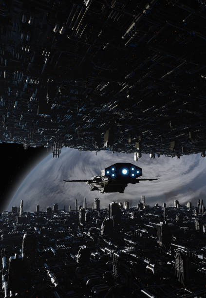 Interplanetary Spaceship Leaving an Industrial Space Station
