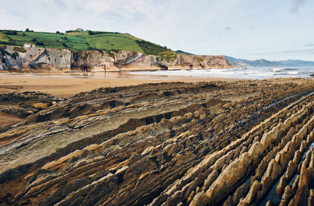 beach erosion rock Zumaia tourist