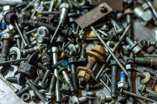 Wrenches set in the workshop stock photo