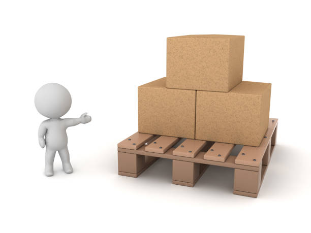 istock 3D Character Showing a Pallet with Cardboard Boxes 2199402852