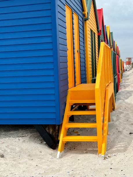 Famous colorful beach huts on Muizenberg Beach