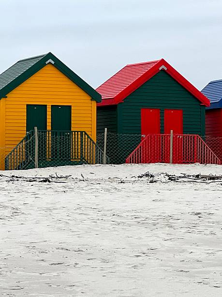 Famous colorful beach huts on Muizenberg Beach