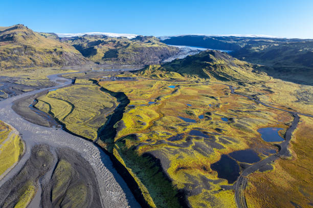 istock Glacial River and Moraine Aerial View 2199410107