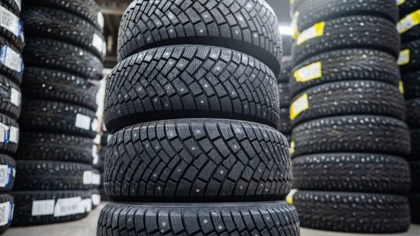 istock New car studded tires in the store. 2199418049