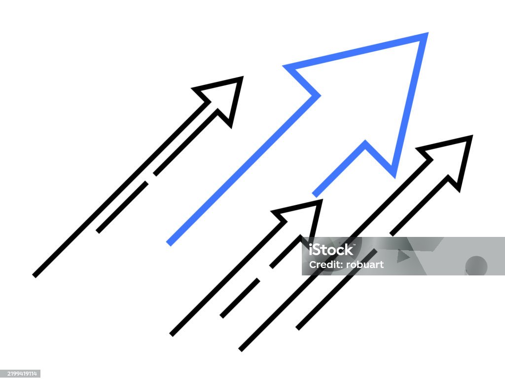 Multiple Arrow Abstract Multiple Arrows Pointing Upwards With One Blue Arrow Leading ...