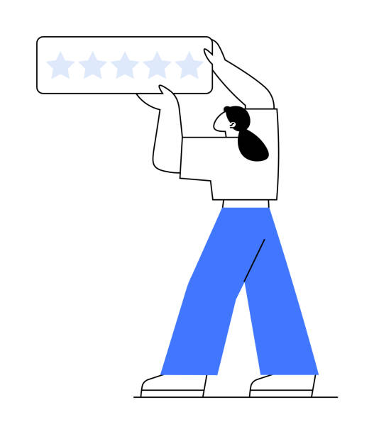 istock Person Holding Up Five-Star Rating Board with Blue Trousers and White Shirt 2199419570