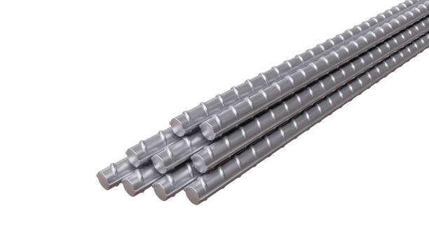 istock Reinforcement steel bars. Building armature isolated on white 2199422107