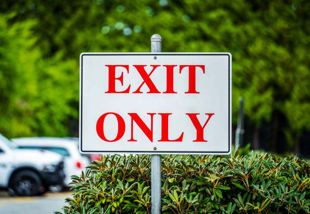 istock Exit only, traffic sign on the street 2199422493