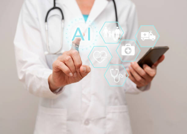 istock Close up of Doctor interacts with AI interface technology for healthcare innovation and medical care efficiency 2199424332