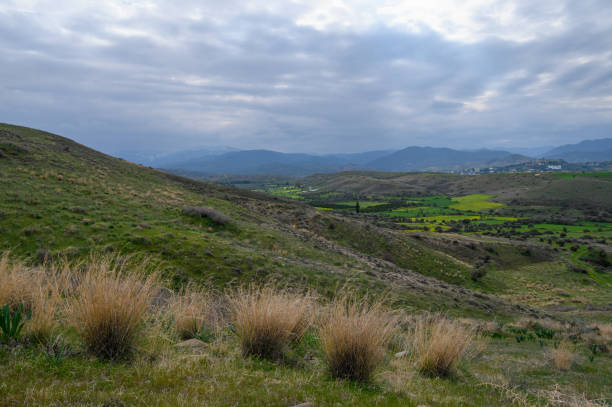 The rural farmland and countryside on the island of Lemnos in Greece.
