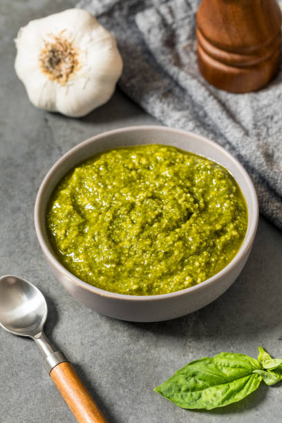 istock Organic Green Basil Pesto Sauce 2199429138