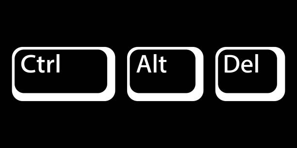 Ctrl Alt Del Key illustration icon A graphic vector illustration of the Ctrl and Del keys, designed as an icon symbolizing a keyboard shortcut. The clipart image features isolated keys, showcasing a tech-inspired button design on a clean background, perfect for computer-related projects or digital applications. computer keyboard keys stock illustrations