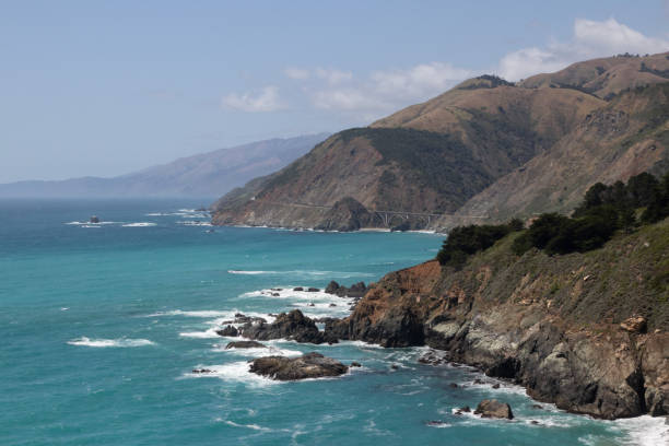 Bixby Bridge in the distance along Big Sur in California