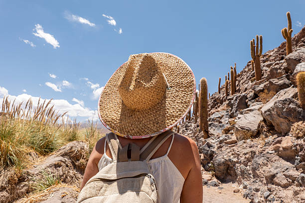 istock Woman Hiking in Desert Landscape with Backpack 2199437005