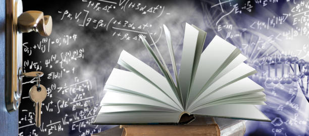 istock Opening the gateway to knowledge with a book surrounded by scientific wonders and mathematical mysteries 2199445731